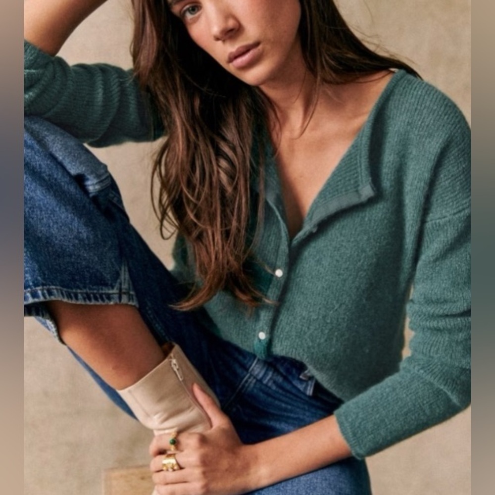 Sezane Gaspard Teal Button-Up Cardigan Size XS